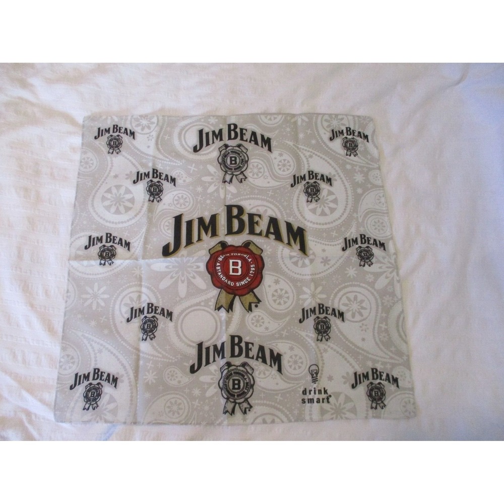 Jim Beam Gray Promo Handkerchief Bandana 17" x 17"